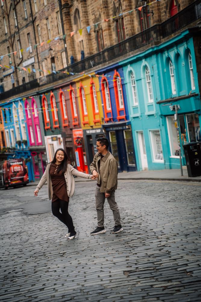 Couple on colourful Victoria Street