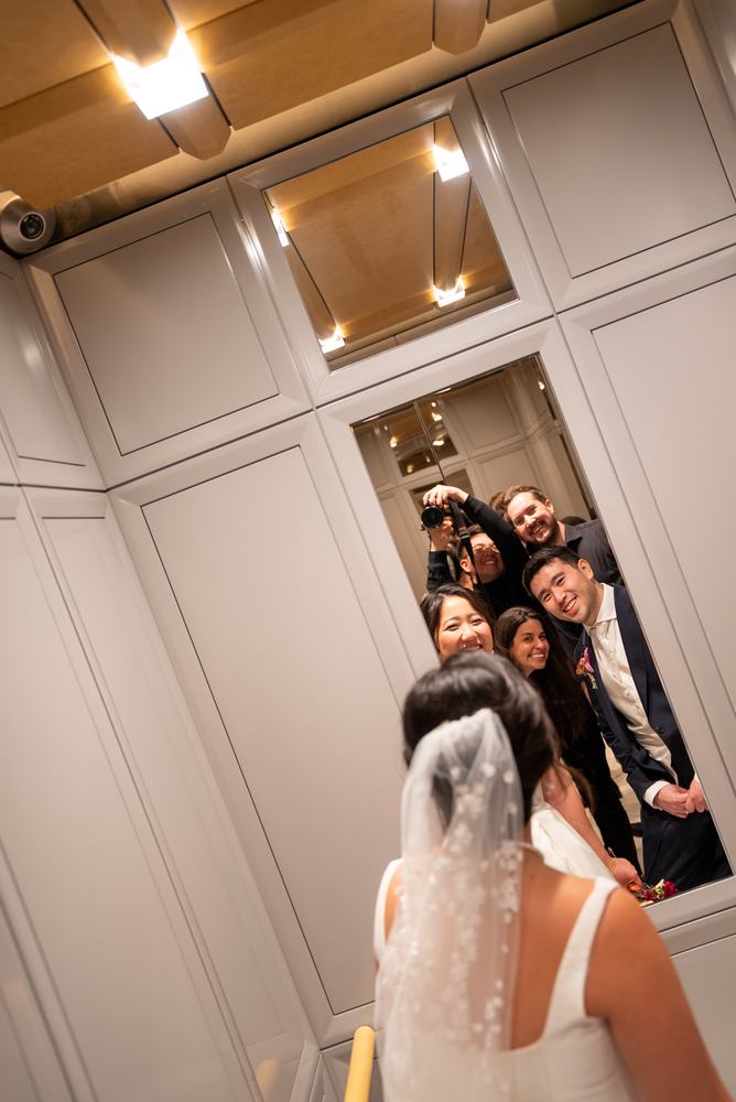 Groom lifting the bride, seen from above