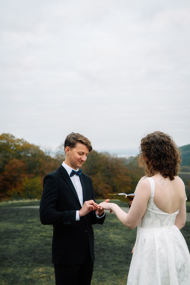 Exchanging rings on Calton Hill