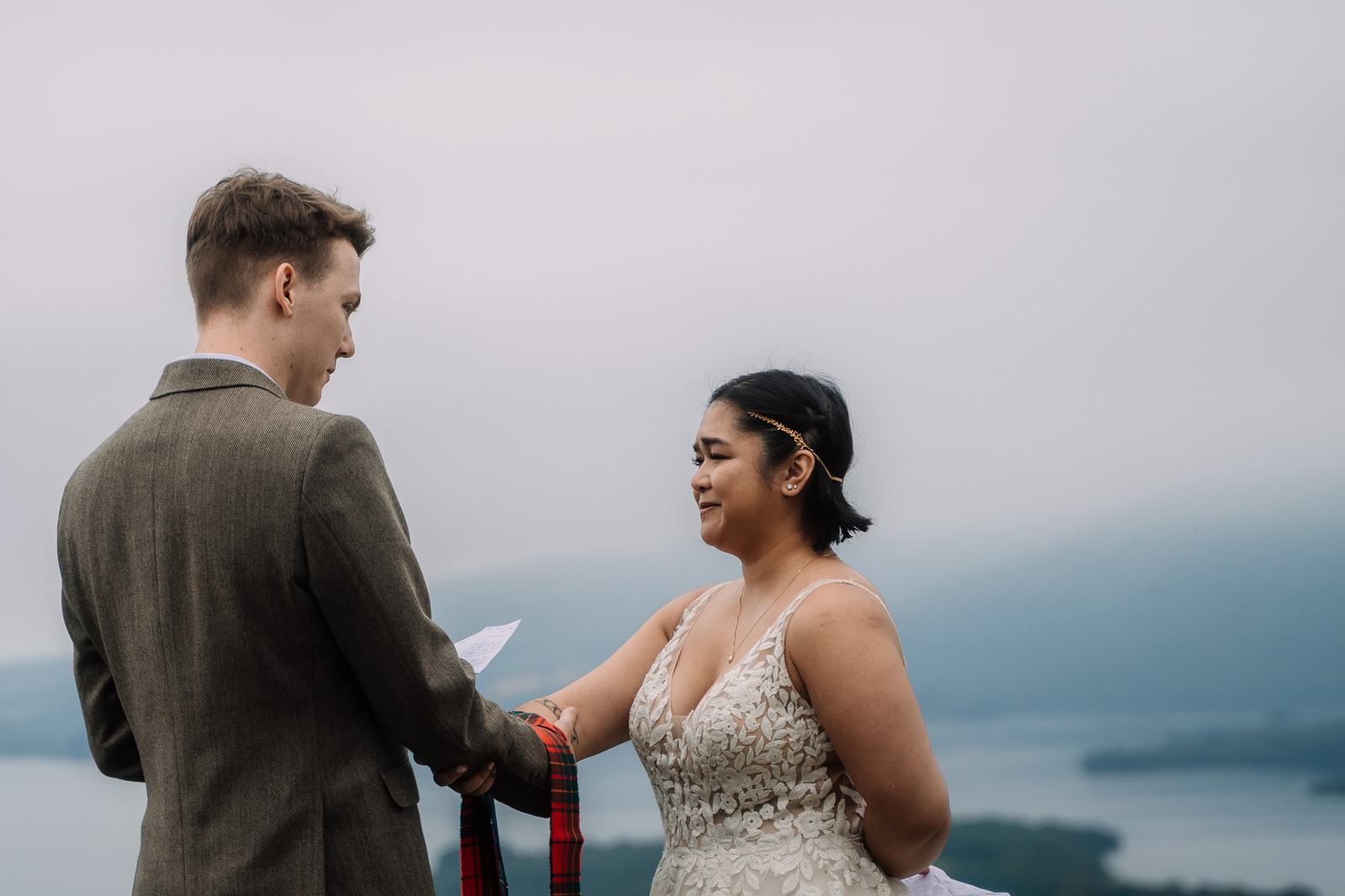 Vows by a misty loch